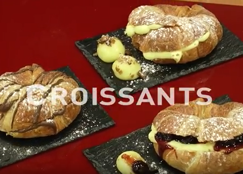 Croissant filled with chocolate and Croissant filled with cherry